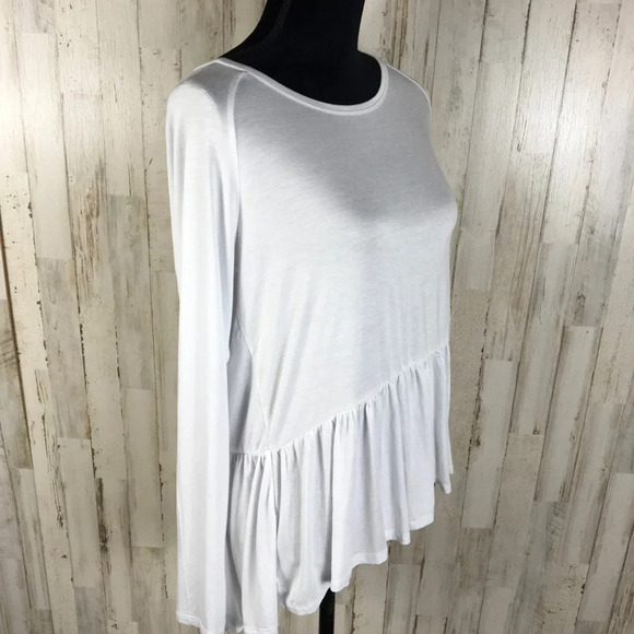 BP White Peplum Top Long Sleeve Tee Shirt Blouse L - Picture 3 of 5